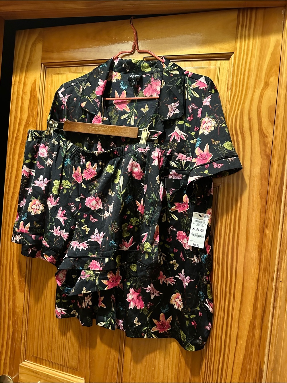 INC International Concepts Black Floral Short Sleeve Jacket & Shorts Set